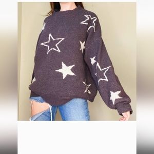 Terra & Sky Star Graphic Balloon Sleeve Pullover Sweater Size 1X